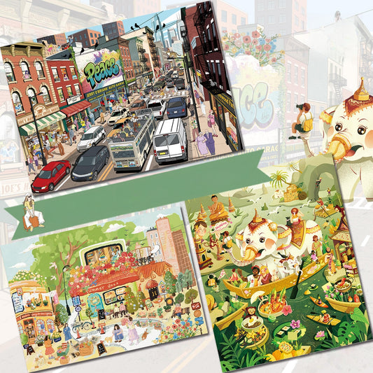 Traveling Light 3D Sticker | 3 Cute Miniature Scenes