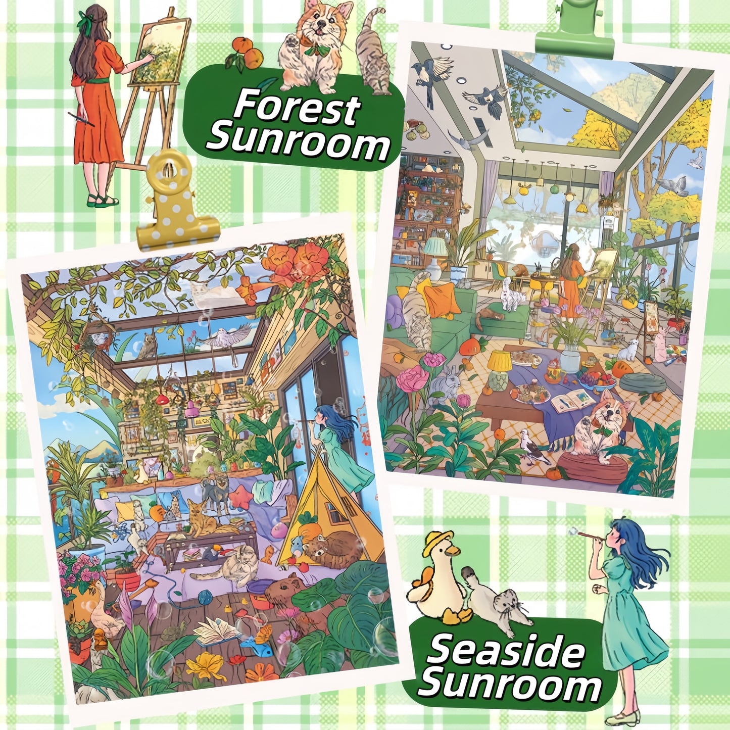 Sunlit Retreats 3D Sticker | 2 Cute Miniature Scenes