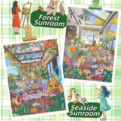 Sunlit Retreats 3D Sticker | 2 Cute Miniature Scenes