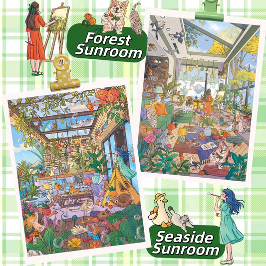 Sunlit Retreats 3D Sticker | 2 Cute Miniature Scenes