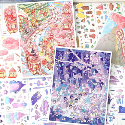 Fantastic Journeys 3D Sticker | 4 Cute Miniature Scenes