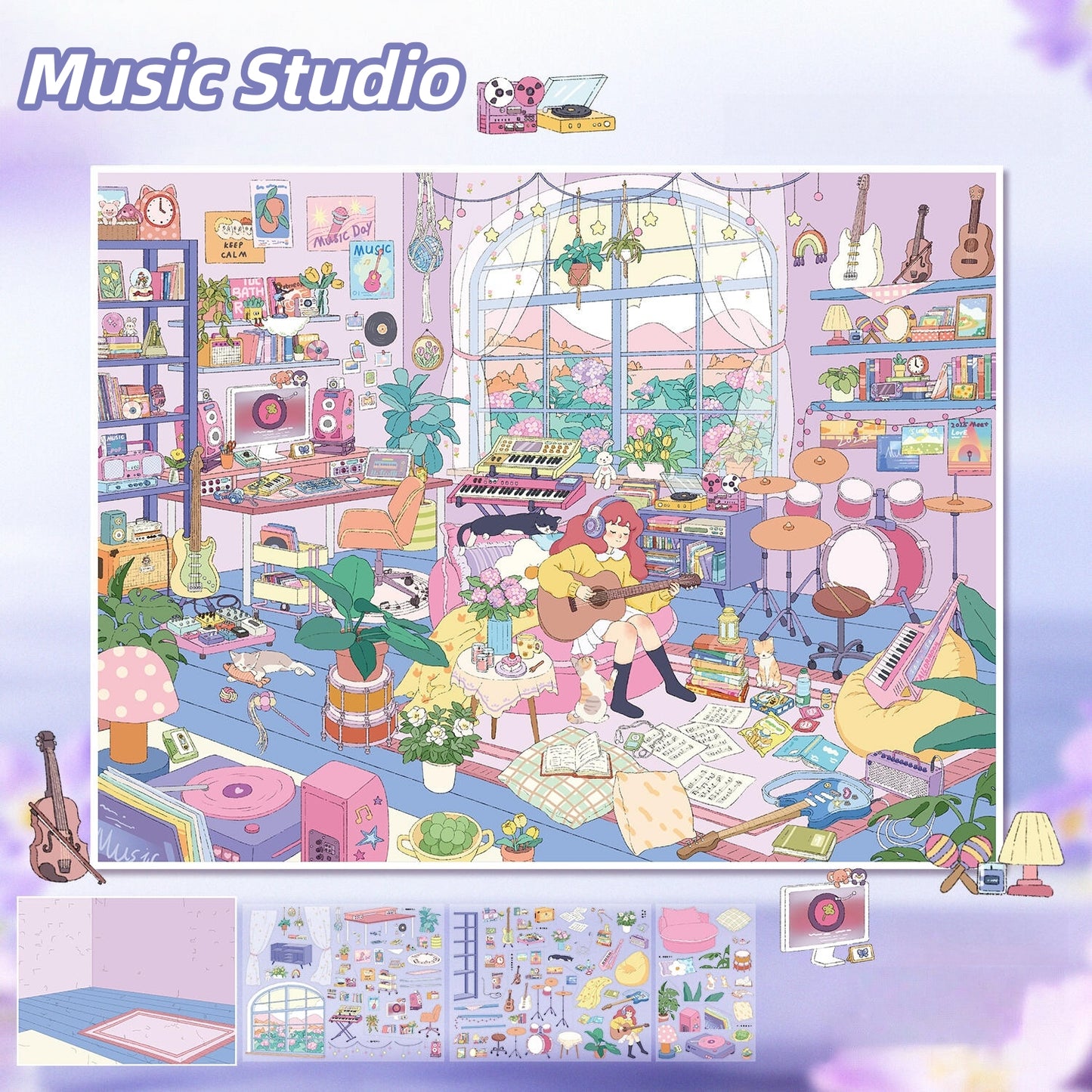 Girl's Studio 3D Sticker | 2 Cute Miniature Scenes