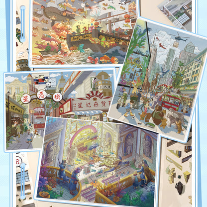 Fates of the City 3D Sticker | 4 Cute Miniature Scenes