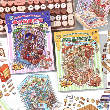 Simulation Management 3D Sticker Material Book | 10 Cute Miniature Scenes