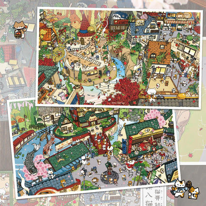 The Cat's Whisper in the Mist 3D Sticker | 2 Cute Miniature Scenes
