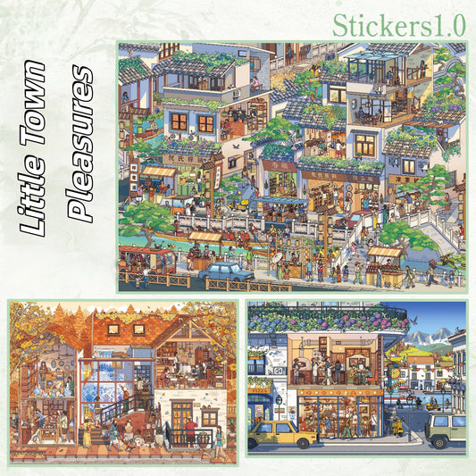 Little Town Pleasures 3D Sticker | 3 Cute Miniature Scenes