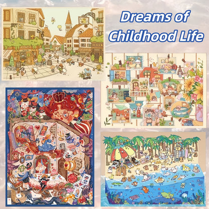 Dreams of Childhood Life 3D Sticker | 4 Cute Miniature Scenes