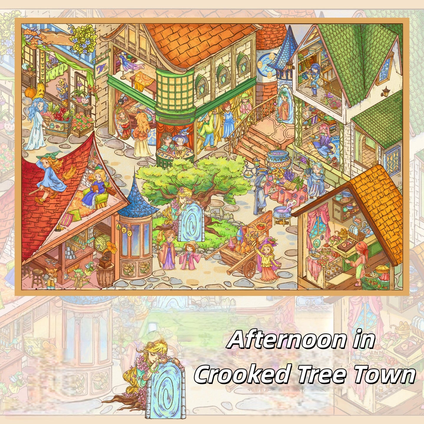 Afternoon in Crooked Tree Town 3D Sticker