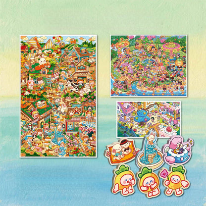 Foodie Town 3D Sticker | 3 Cute Miniature Scenes