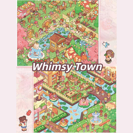 Whimsy Town 3D Sticker | 2 Cute Miniature Scenes