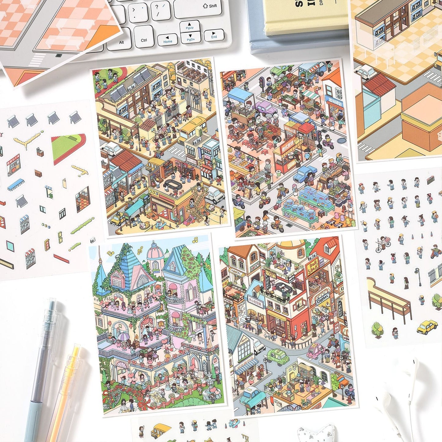 Dream Life 3D Sticker | 4 Cute Miniature Scenes