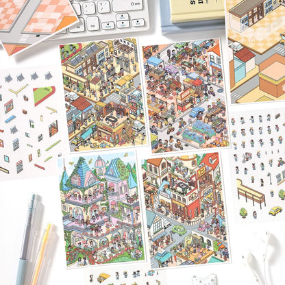Dream Life 3D Sticker | 4 Cute Miniature Scenes