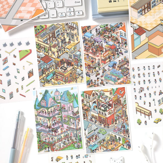 Dream Life 3D Sticker | 4 Cute Miniature Scenes