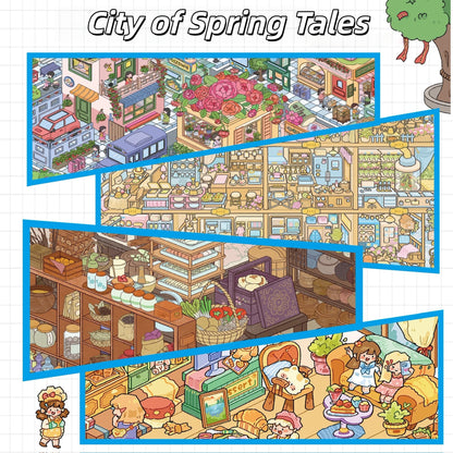 City of Spring Tales 3D Sticker | 4 Cute Miniature Scenes