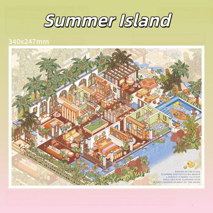 Four Seasons Courtyard 3D Sticker | 3 Cute Miniature Scenes
