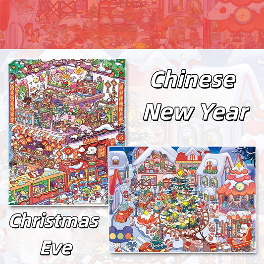 Happy Holidays 3D Sticker | 2 Cute Miniature Scenes