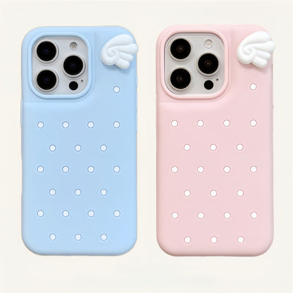 Polka Dot Angel Wings Silicone Phone Case