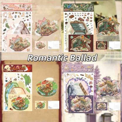 Romantic Ballad 3D Sticker | 4 Cute Miniature Scenes