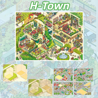 H-Town 3D Sticker | 3 Cute Miniature Scenes