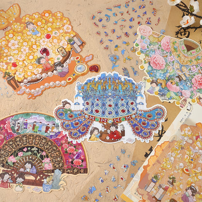 Oriental Elegance 3D Sticker | 4 Cute Miniature Scenes