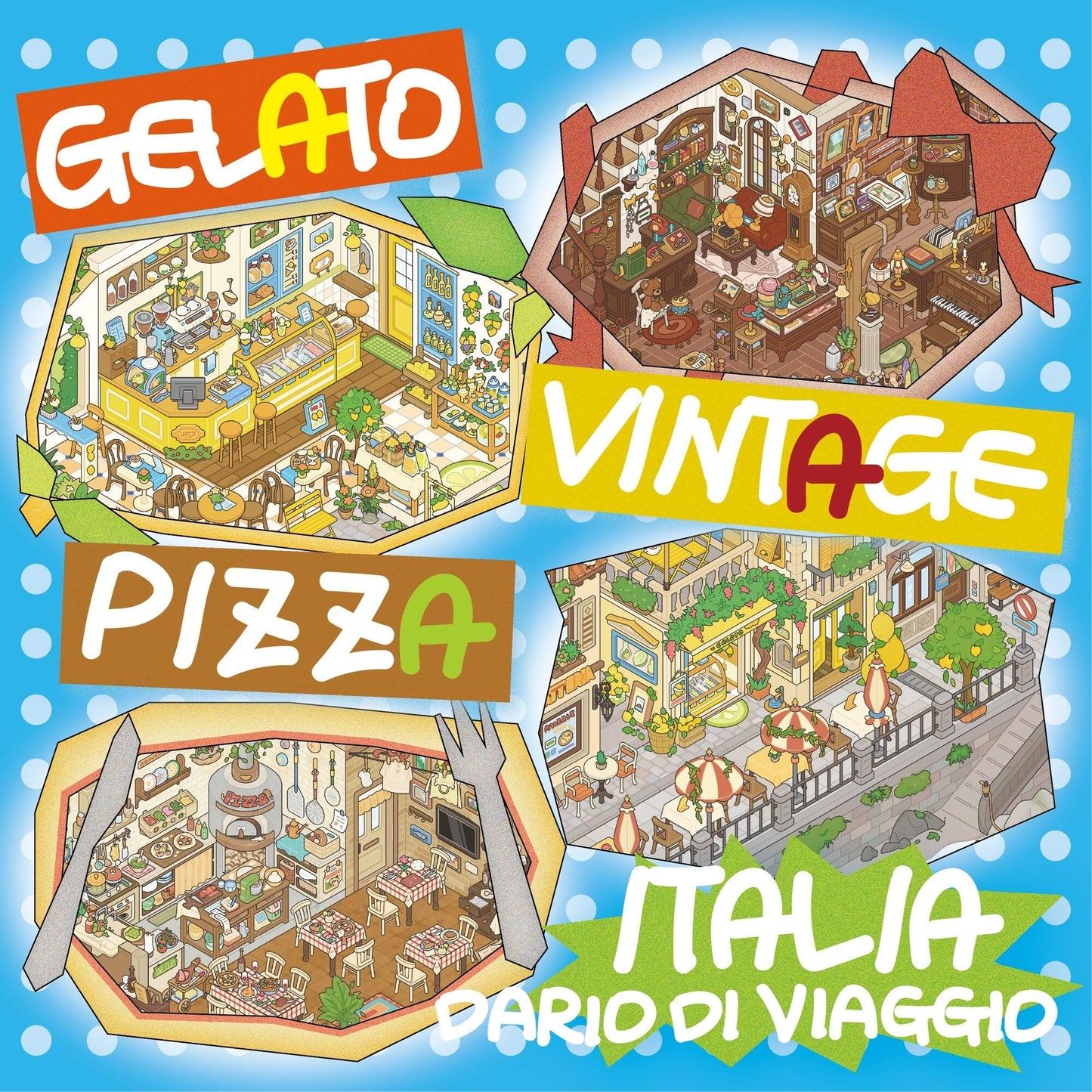 Italy Travel Diary 3D Sticker | 4 Cute Miniature Scenes