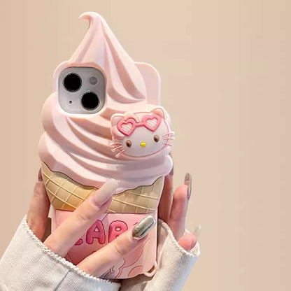 Cute Cat Ice Cream Silicone Phone Case