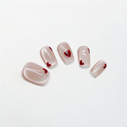 Pink Cat-Eye Nails - Medium Square