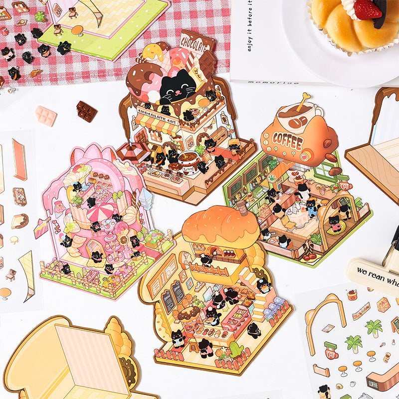 Sweet Shop 3D Sticker | 4 Cute Miniature Scenes