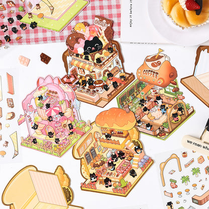 Sweet Shop 3D Sticker | 4 Cute Miniature Scenes