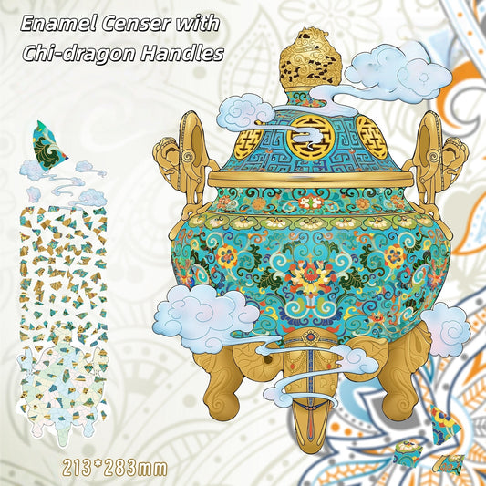 Enamel Censer with Chi-dragon Handles 3D Sticker