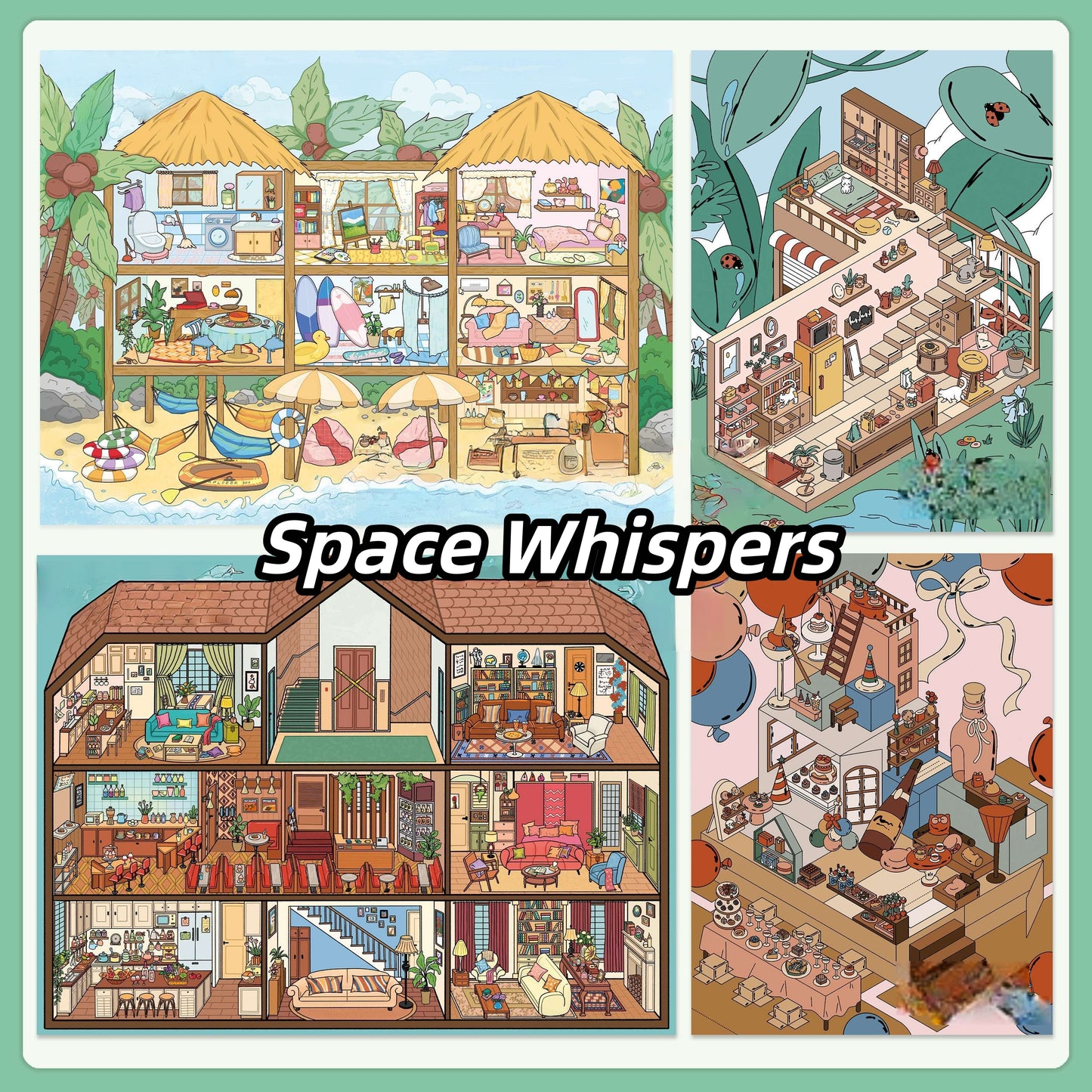 Space Whispers 3D Sticker | 4 Cute Miniature Scenes