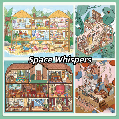 Space Whispers 3D Sticker | 4 Cute Miniature Scenes
