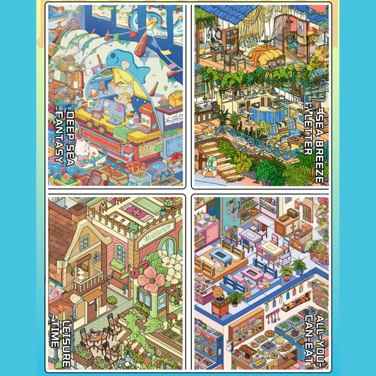 Magic Hour 3D Sticker | 4 Cute Miniature Scenes