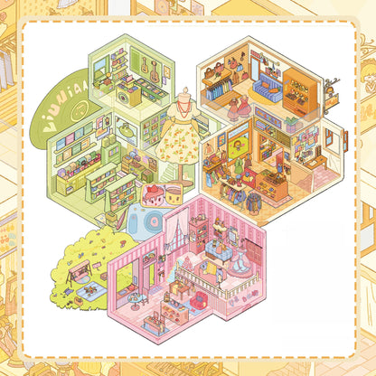 Retro Shop 3D Sticker | 3 Cute Miniature Scenes