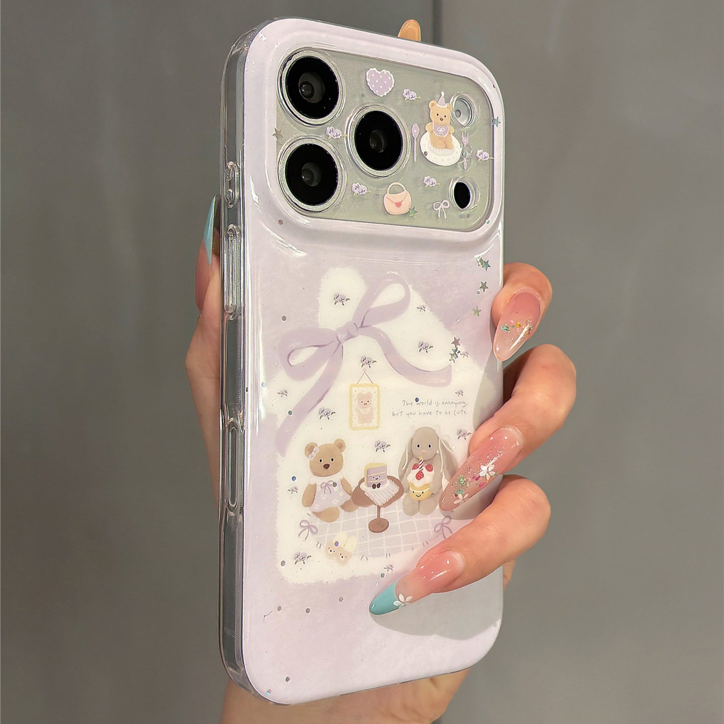 Taro Purple Bow Plush Doll Acrylic Phone Case