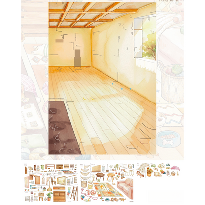 Warm Sun Handmade House 3D Sticker