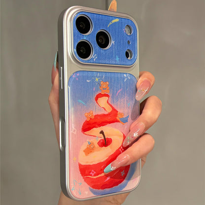 Powder Blue Gradient Red Apple Bear Acrylic Phone Case