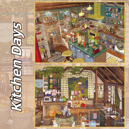 Kitchen Days 3D Sticker | 2 Cute Miniature Scenes