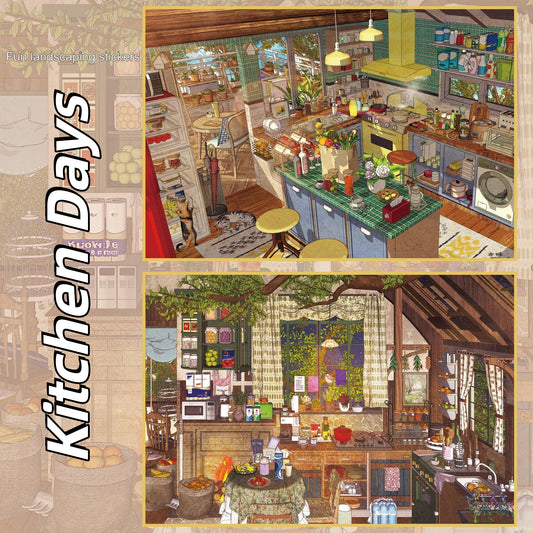 Kitchen Days 3D Sticker | 2 Cute Miniature Scenes