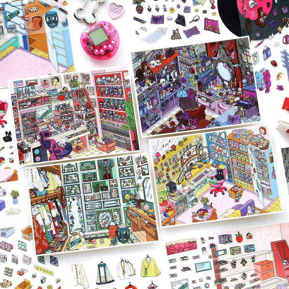 Dream Room 3D Sticker | 4 Cute Miniature Scene