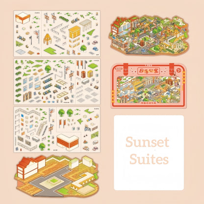 Streetscape 3D Sticker | 4 Cute Miniature Scenes