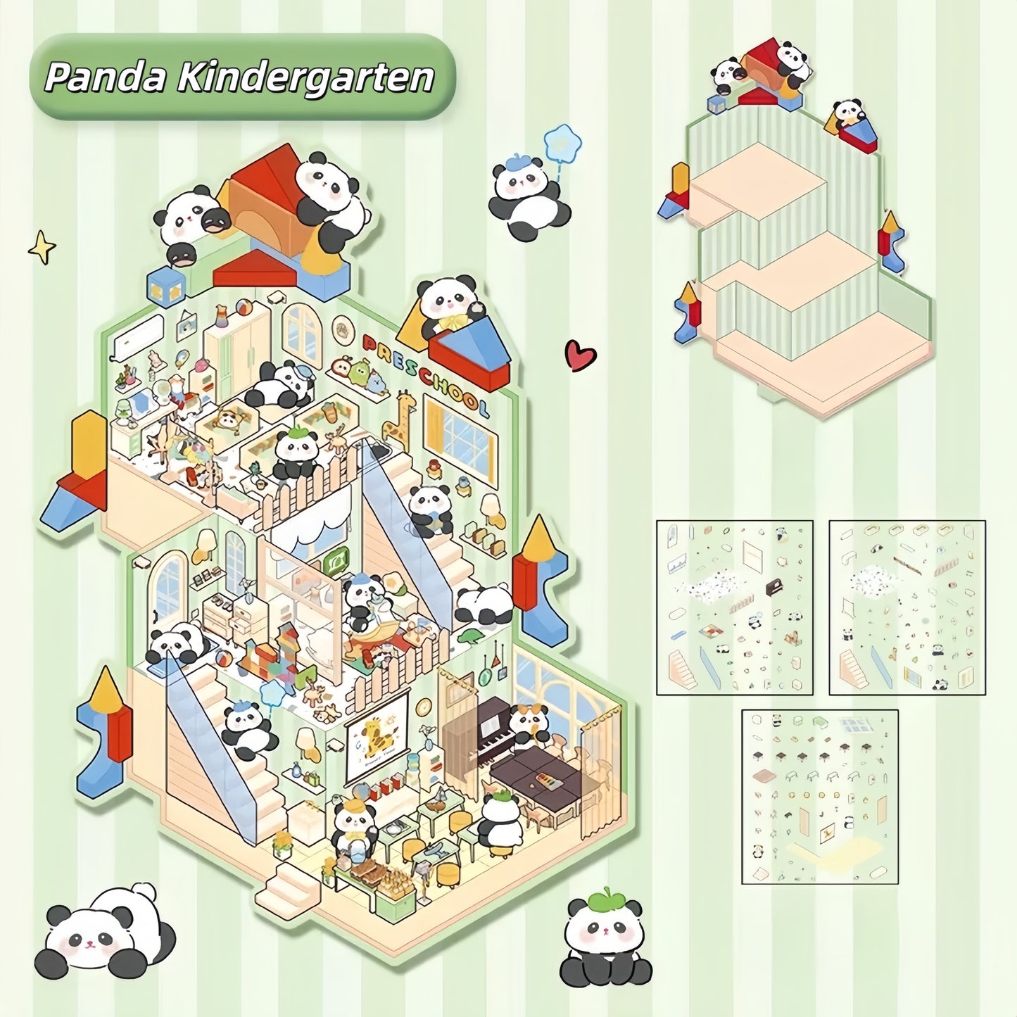Furry Realms 3D Sticker | 4 Cute Miniature Scenes