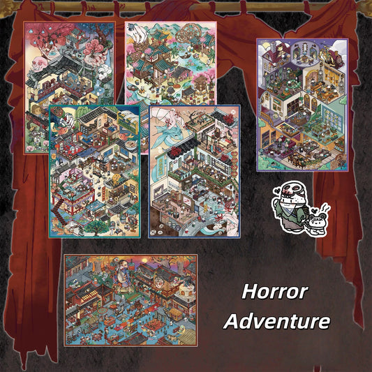 Horror Adventure 3D Sticker | 6 Cute Miniature Scenes