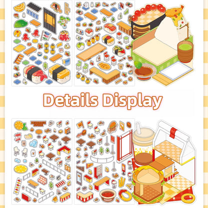 Tiny Shops 3D Sticker | 4 Cute Miniature Scenes