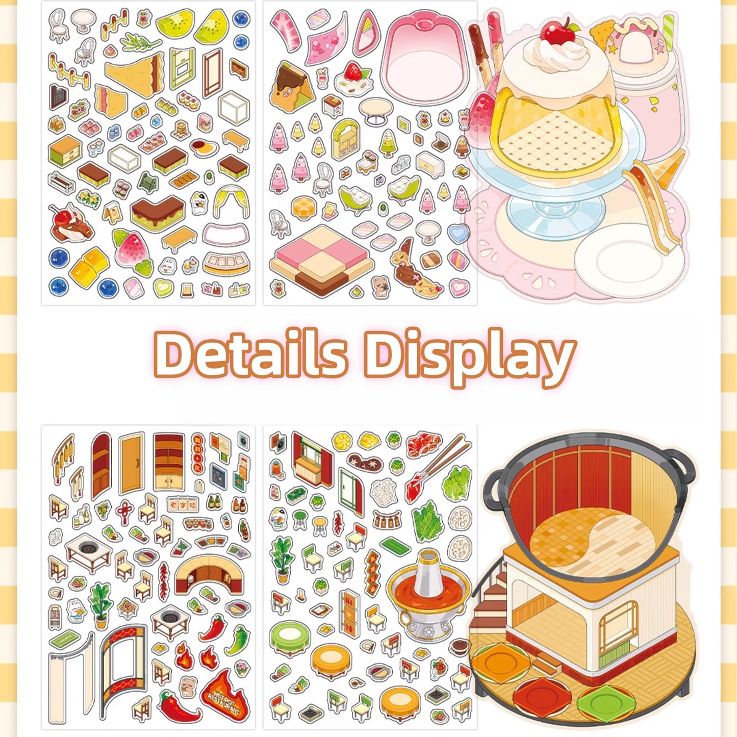 Tiny Shops 3D Sticker | 4 Cute Miniature Scenes