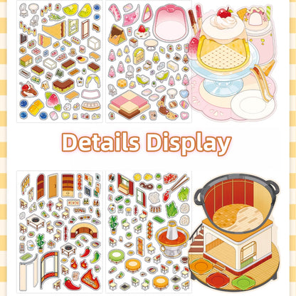 Tiny Shops 3D Sticker | 4 Cute Miniature Scenes