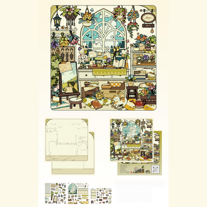 Cozy Nooks 3D Sticker | 4 Cute Miniature Scenes