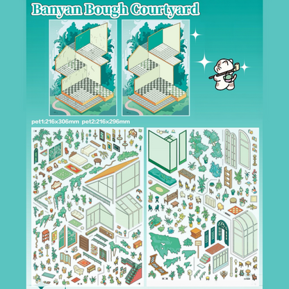 Botanical Retreats 3D Sticker | 4 Cute Miniature Scenes