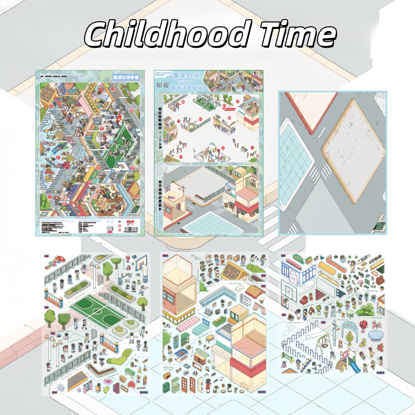 Street Scene 3D Sticker | 8 Cute Miniature Scenes
