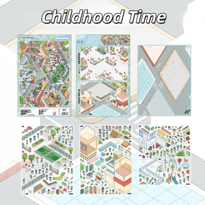 Street Scene 3D Sticker | 8 Cute Miniature Scenes